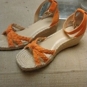Vince Camuto Straw Strappy Suede Wedges